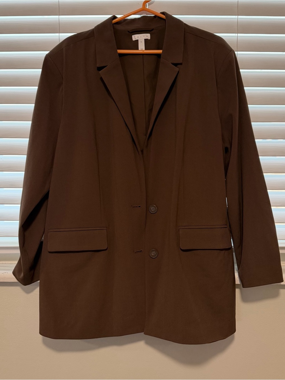 Leith Oversize Peak Lapel Blazer - Brown XL